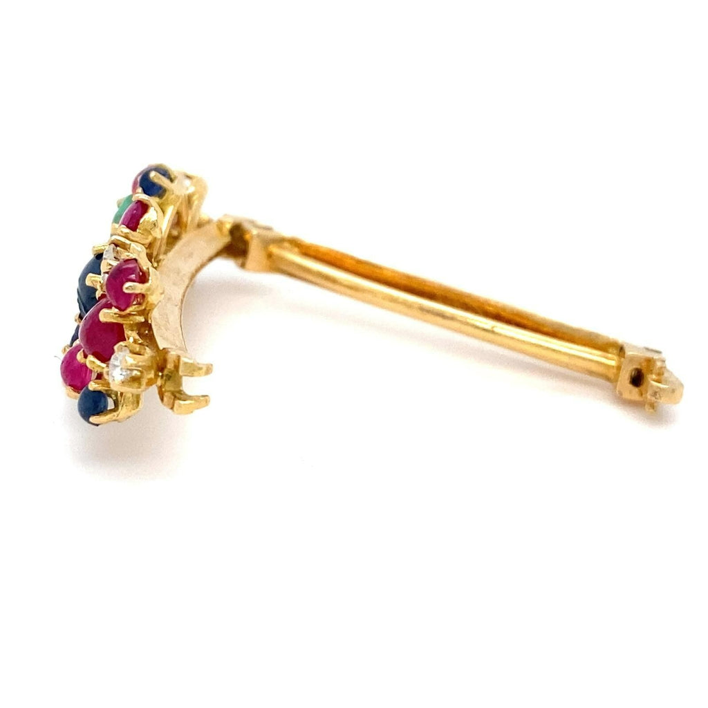 18k Yellow Gold Carved Gemstone and Diamond Tie Clip 1-1/2" 8.60g