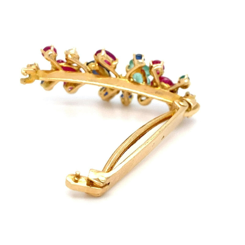 18k Yellow Gold Carved Gemstone and Diamond Tie Clip 1-1/2" 8.60g