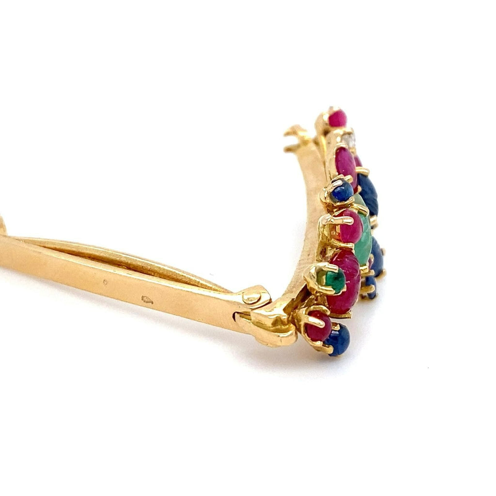 18k Yellow Gold Carved Gemstone and Diamond Tie Clip 1-1/2" 8.60g