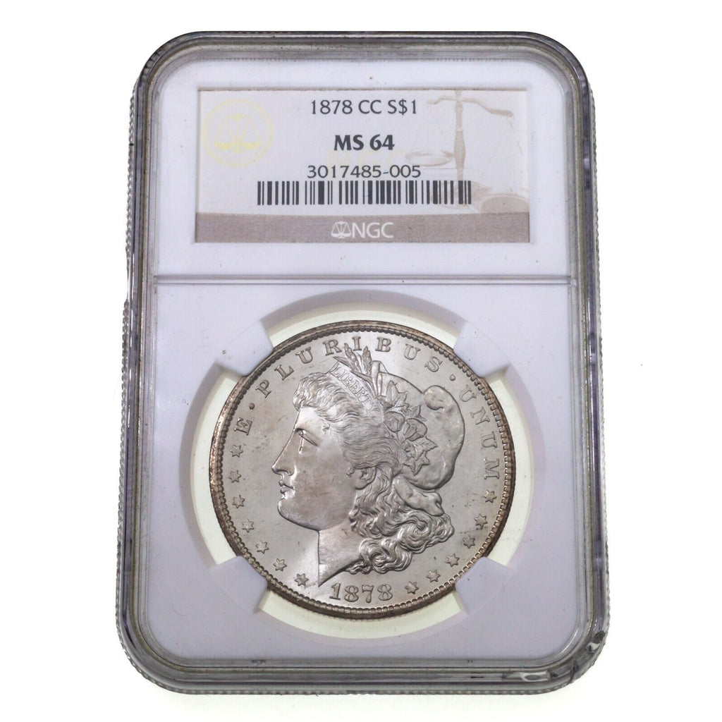 1878-CC S$1 Silver Morgan Dollar Graded by NGC as MS-64