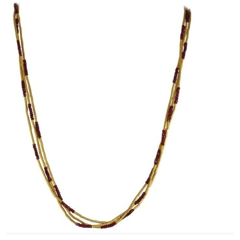GURHAN Rain Collection 22k Gold Triple-Strand Ruby Beaded Necklace