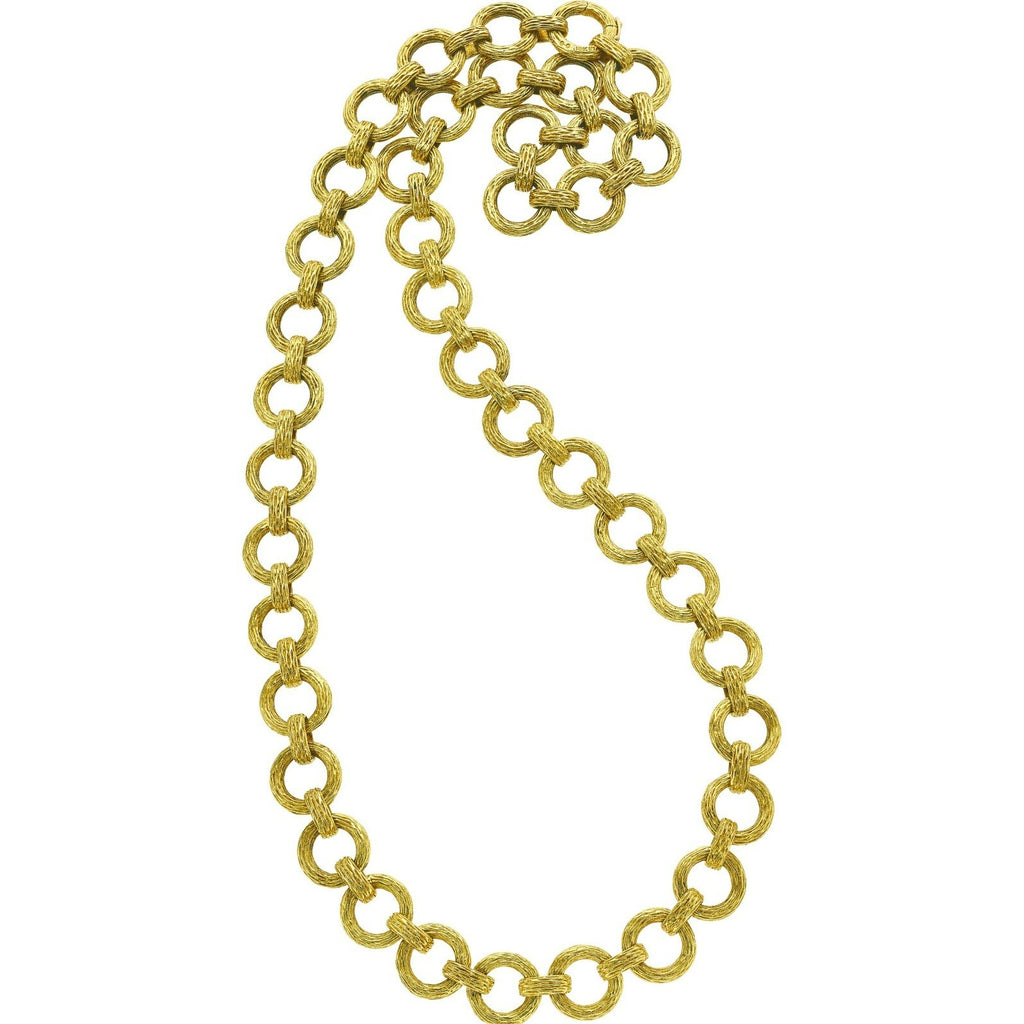 Hammerman Bros. 18k Yellow Gold Textured Link Heavy Chain Necklace 24"