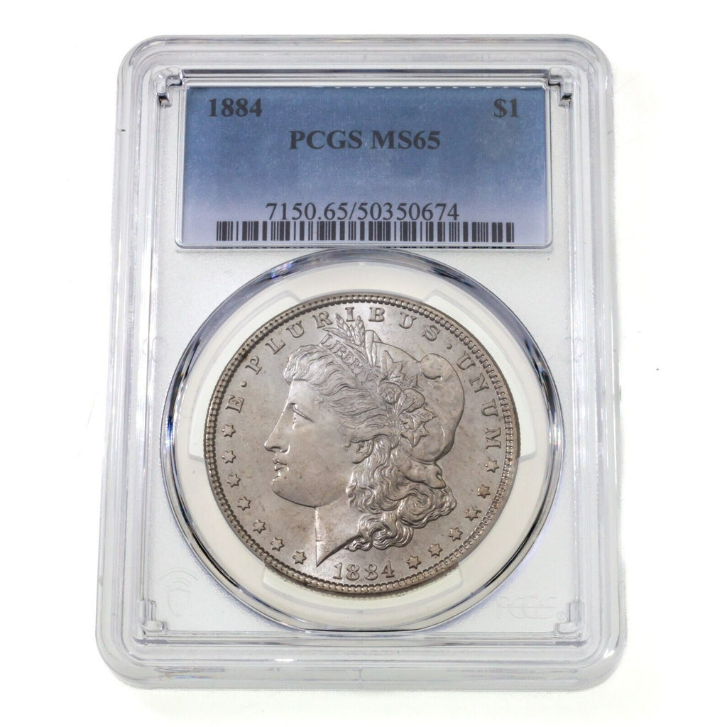 1884 $1 Silver Morgan Dollar Graded by PCGS as MS65