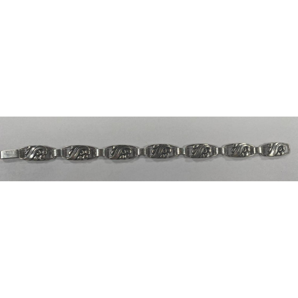 John L Denmark Sterling Silver Floral Station Bracelet 7.5"