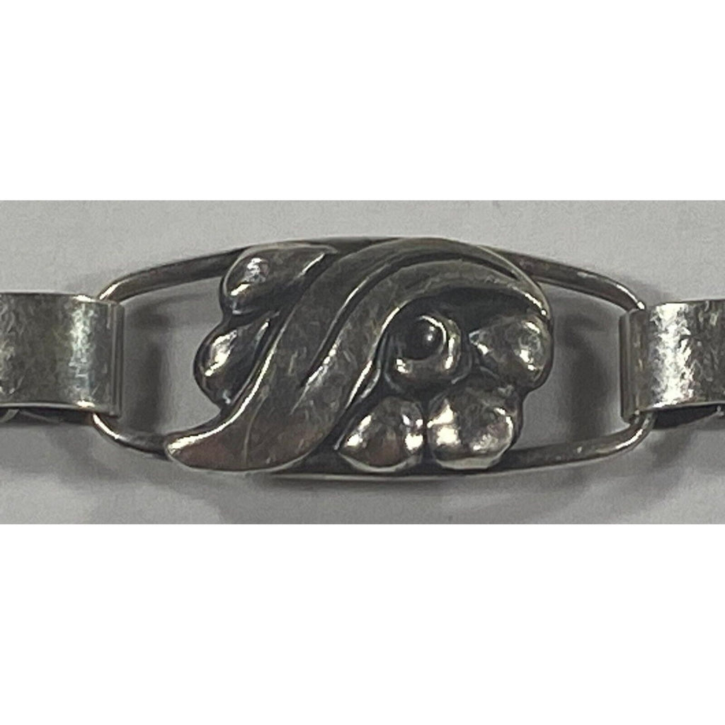 John L Denmark Sterling Silver Floral Station Bracelet 7.5"