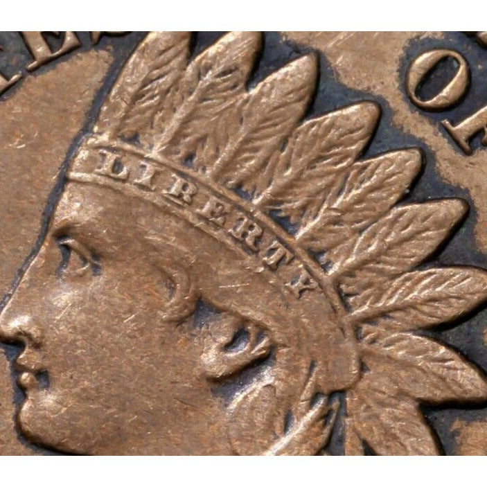 1862 1C Indian Cent in Extra Fine XF Condition Brown Color, Full Beads