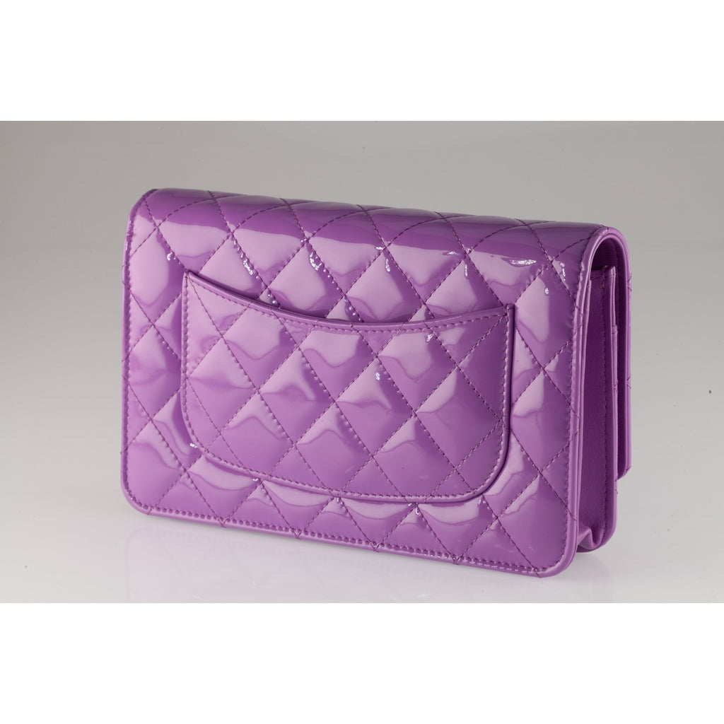 Chanel 20C Purple Patent Leather Wallet on Chain WOC AP0250 Box Dustbag Card