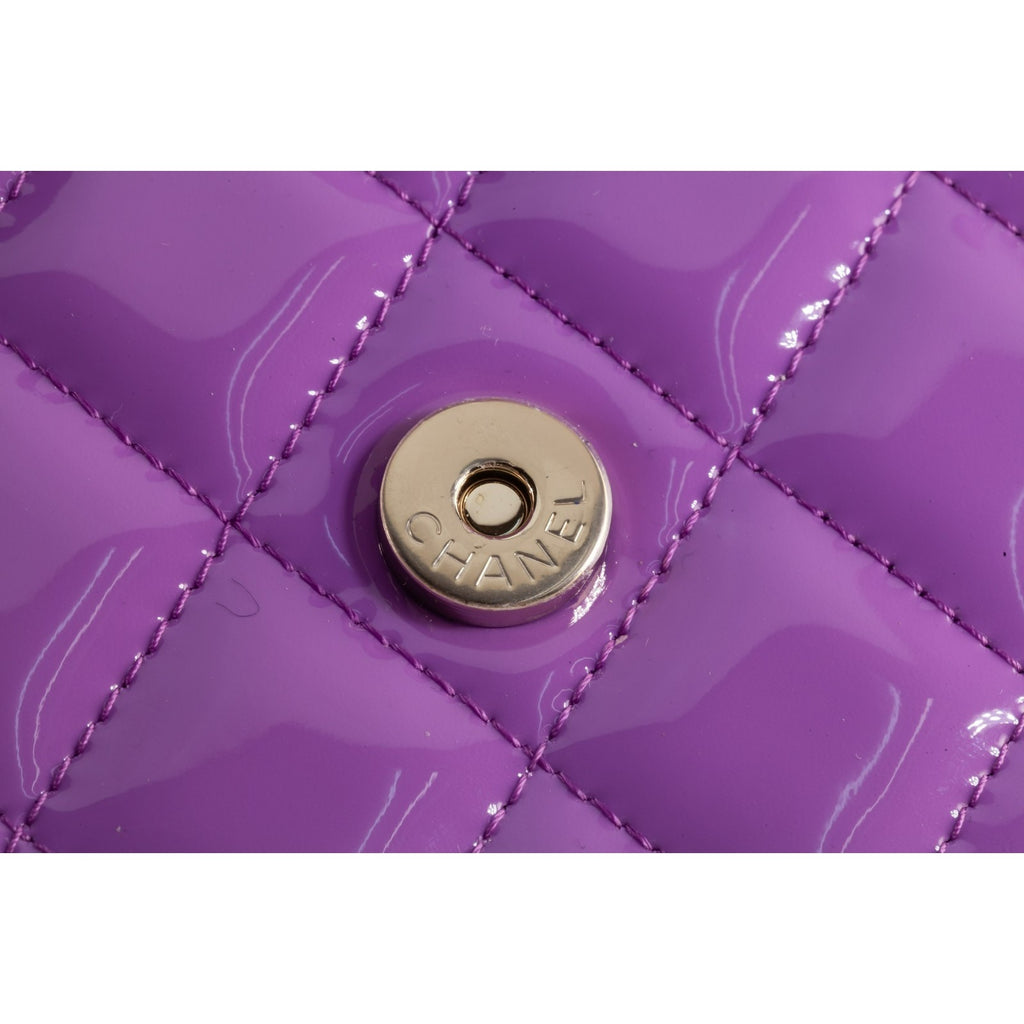 Chanel 20C Purple Patent Leather Wallet on Chain WOC AP0250 Box Dustbag Card