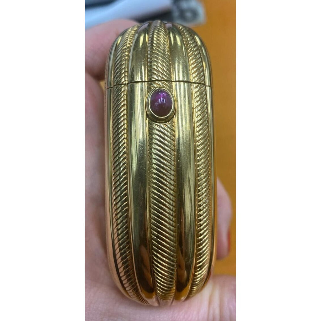 Bulgari 18k Yellow Gold Miniaudiere Clutch Case with Red Gem Cabochon