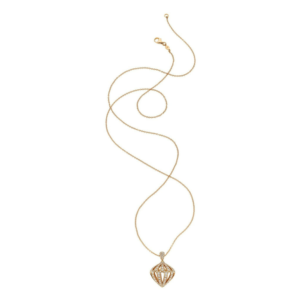 Luca Carati 18k Rose Gold 4.30 ct Diamond Bulb Pendant w/ 30" Chain