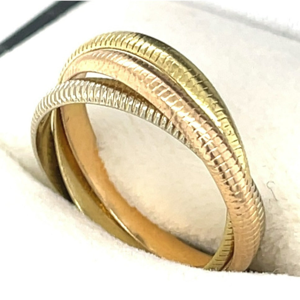 Cartier Vintage 18k Tri-Gold Trinity Ring Ribbed Size 6 Gorgeous ...