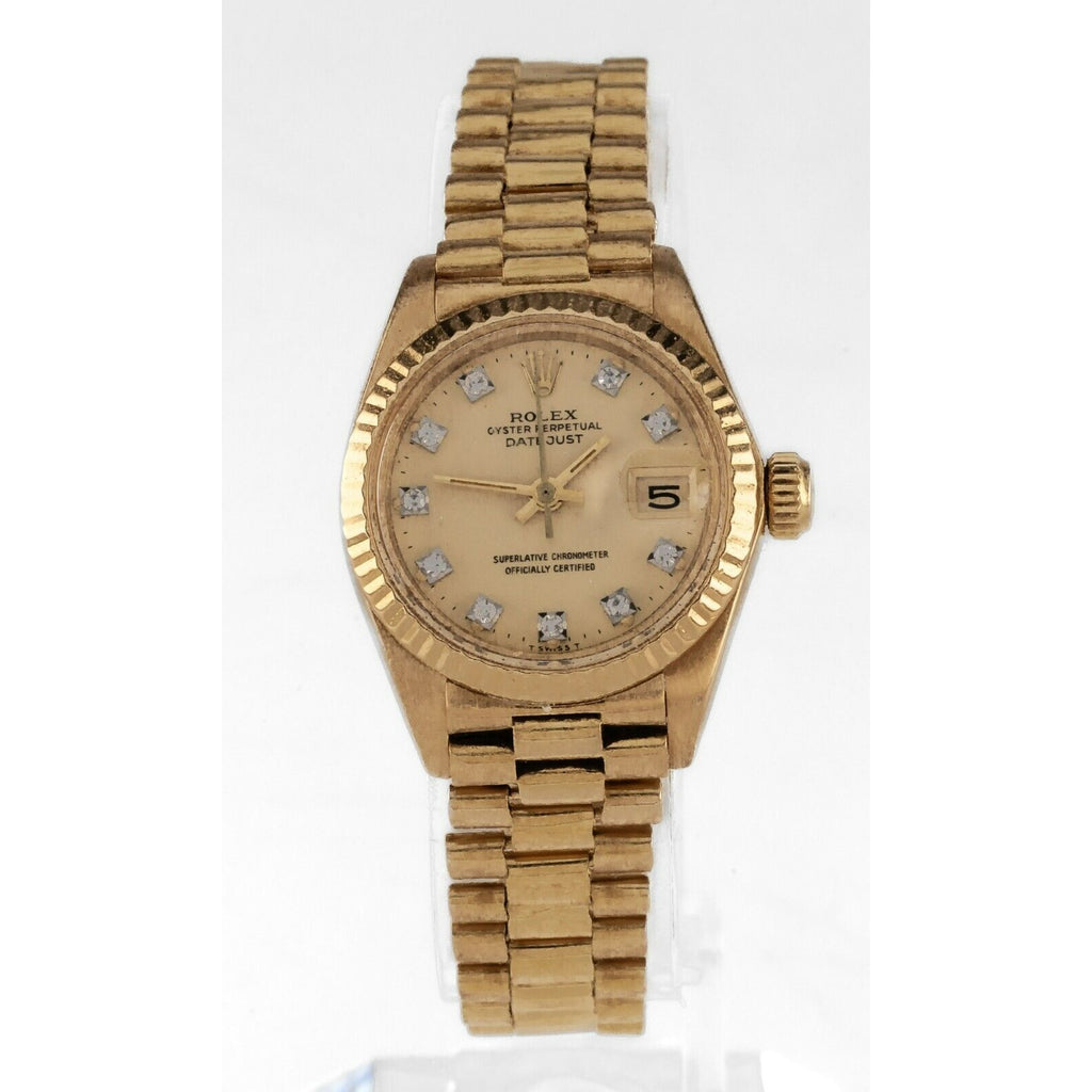 Rolex Women's President 18k Yellow Gold OPDJ 6917 Diamond Dial 1981