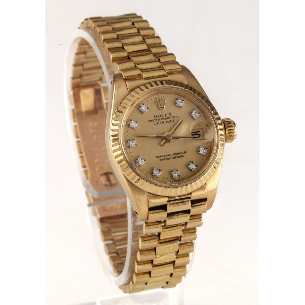 Rolex Women's President 18k Yellow Gold OPDJ 6917 Diamond Dial 1981