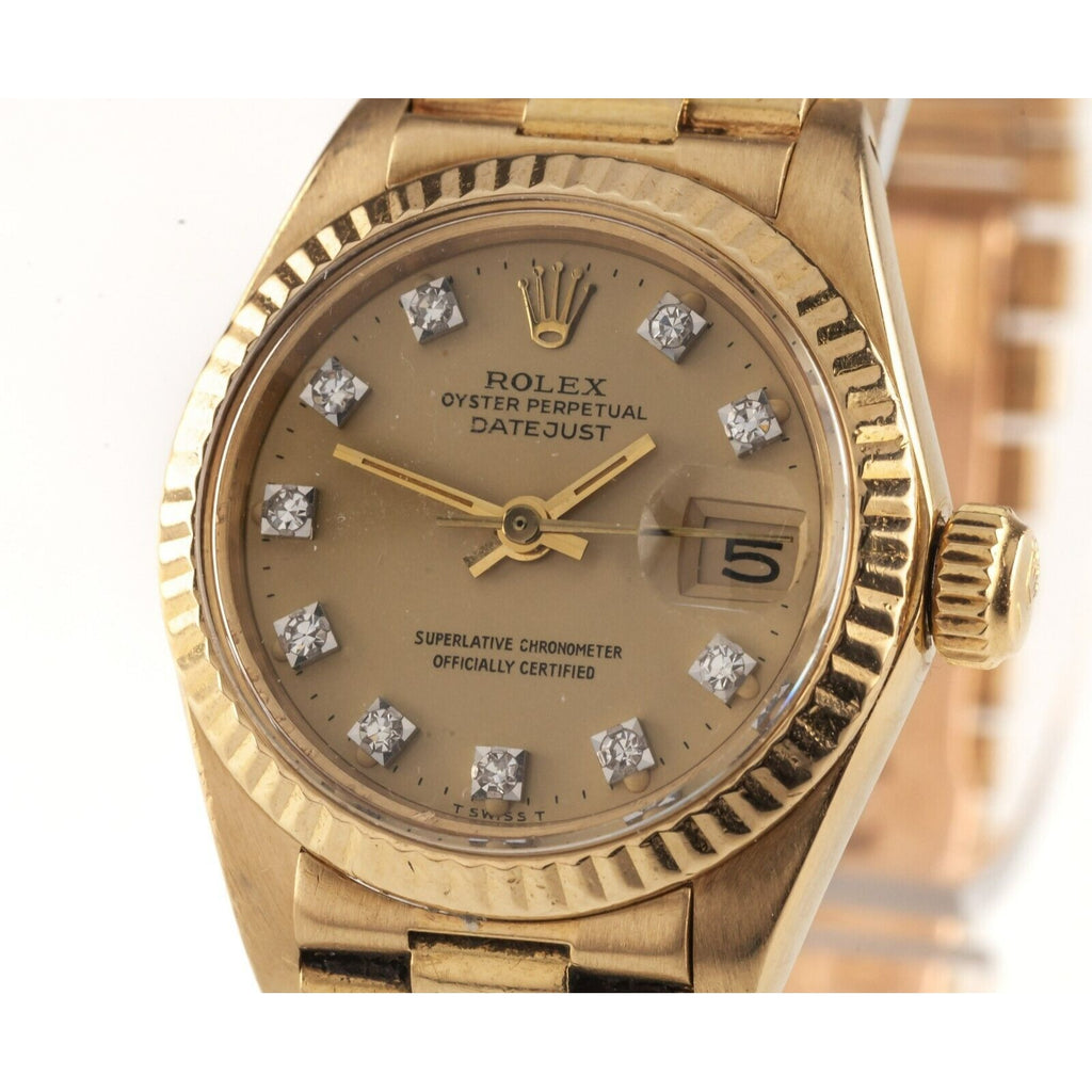 Rolex Women's President 18k Yellow Gold OPDJ 6917 Diamond Dial 1981