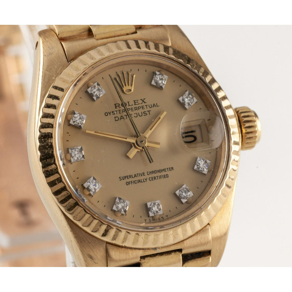 Rolex Women's President 18k Yellow Gold OPDJ 6917 Diamond Dial 1981