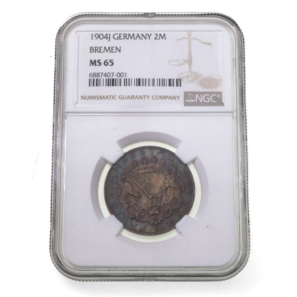 1904 German States Bremen 2 Mark Graded by NGC as MS-65