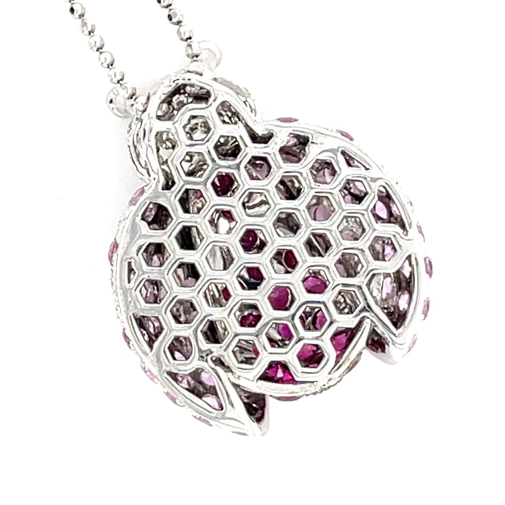 14k White Gold & Gemstone Ladybug Pendant w/ 0.35ct Diamond Accents, 16 inches.