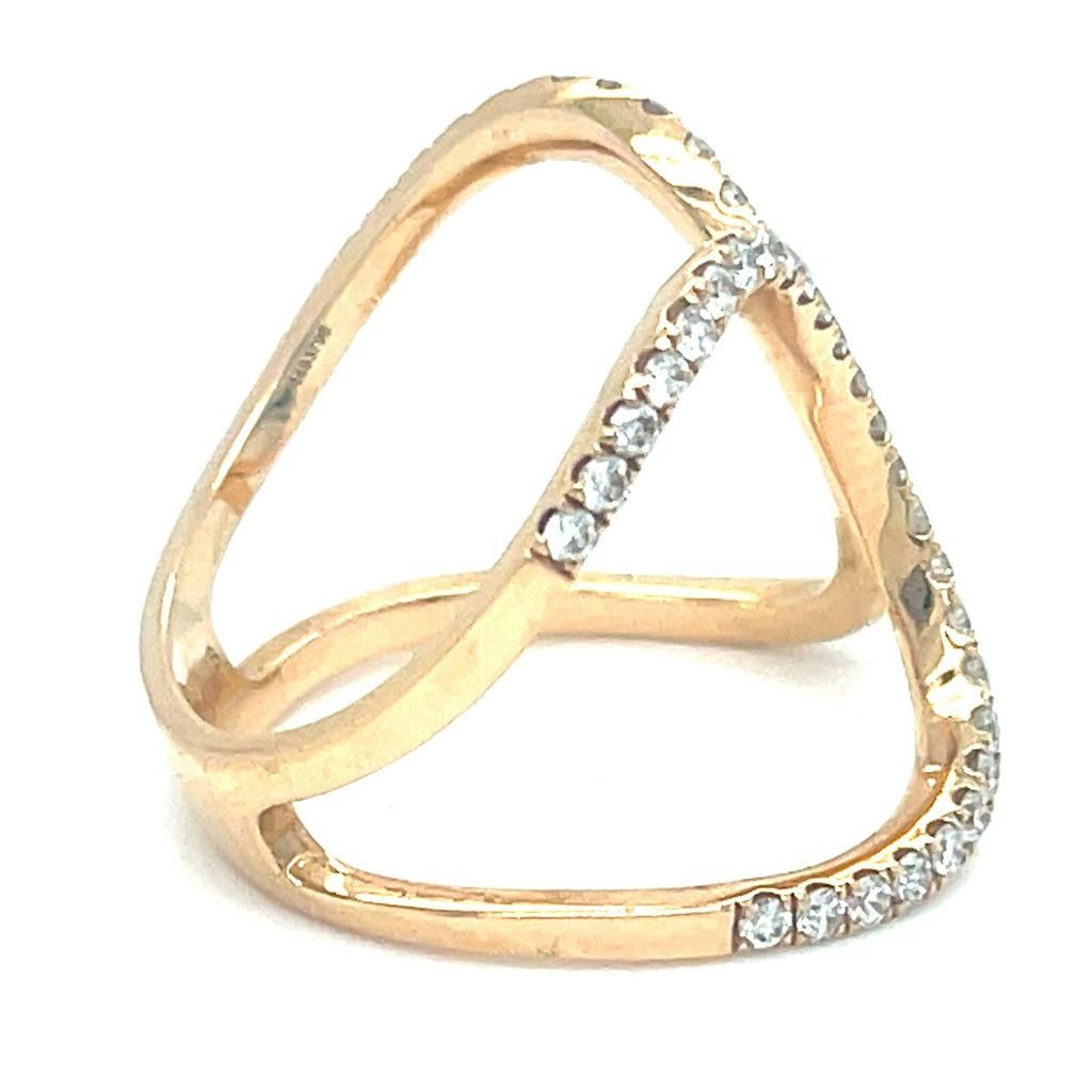 18k Rose Gold Openwork Diamond Ring Size 7