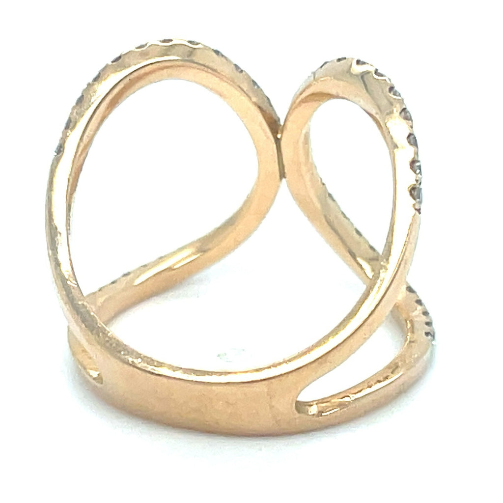 18k Rose Gold Openwork Diamond Ring Size 7