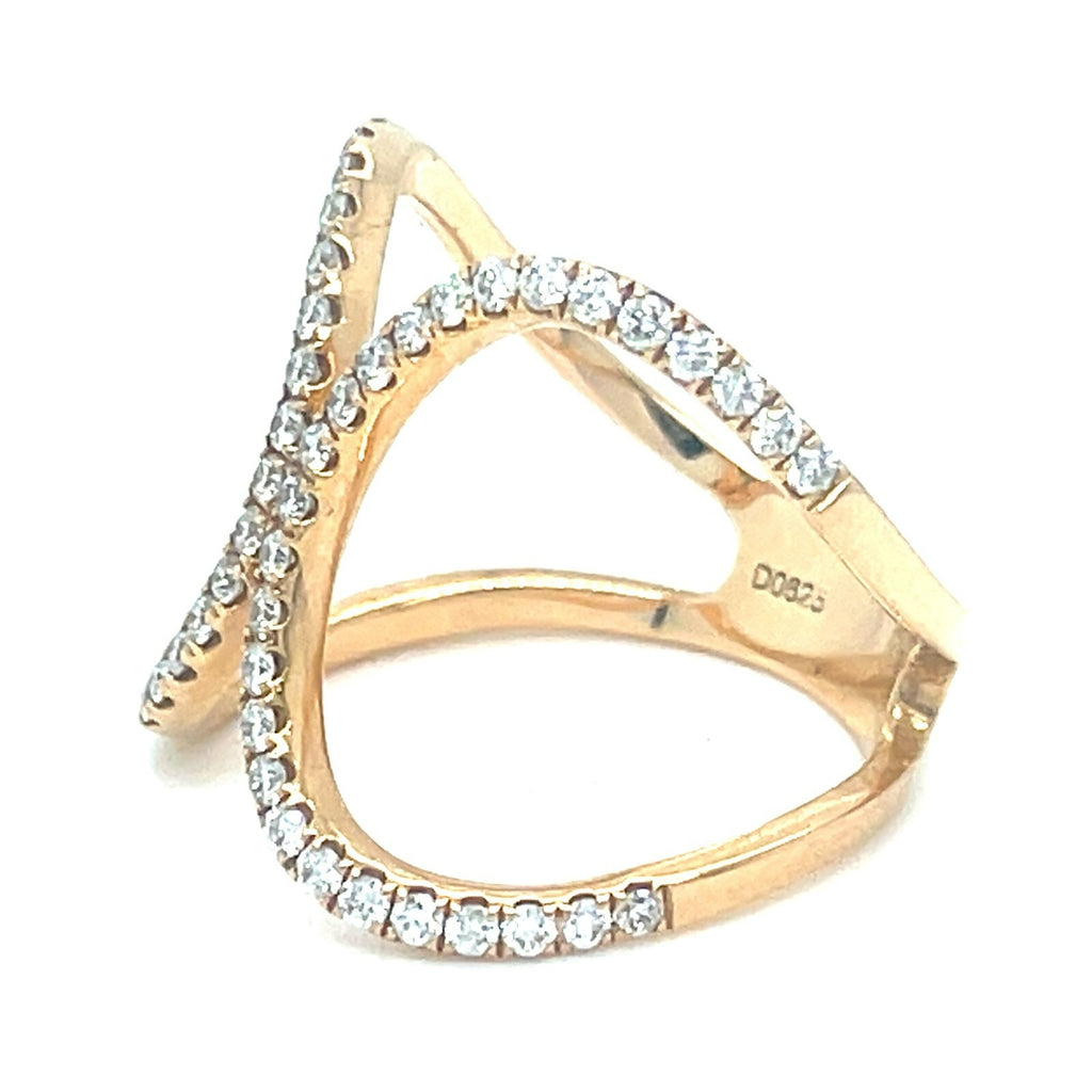 18k Rose Gold Openwork Diamond Ring Size 7