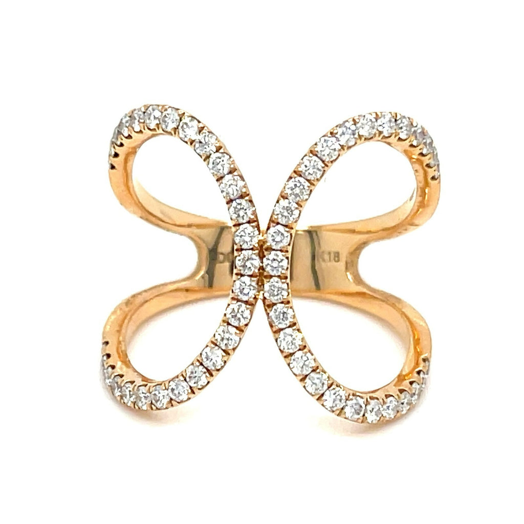 18k Rose Gold Openwork Diamond Ring Size 7