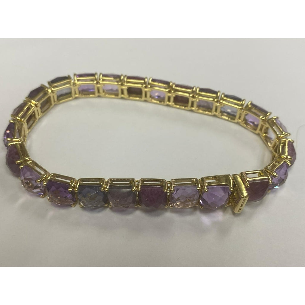Ippolita 18k Yellow Gold Pink/Purple Gem Bracelet 7.25" 26.8g