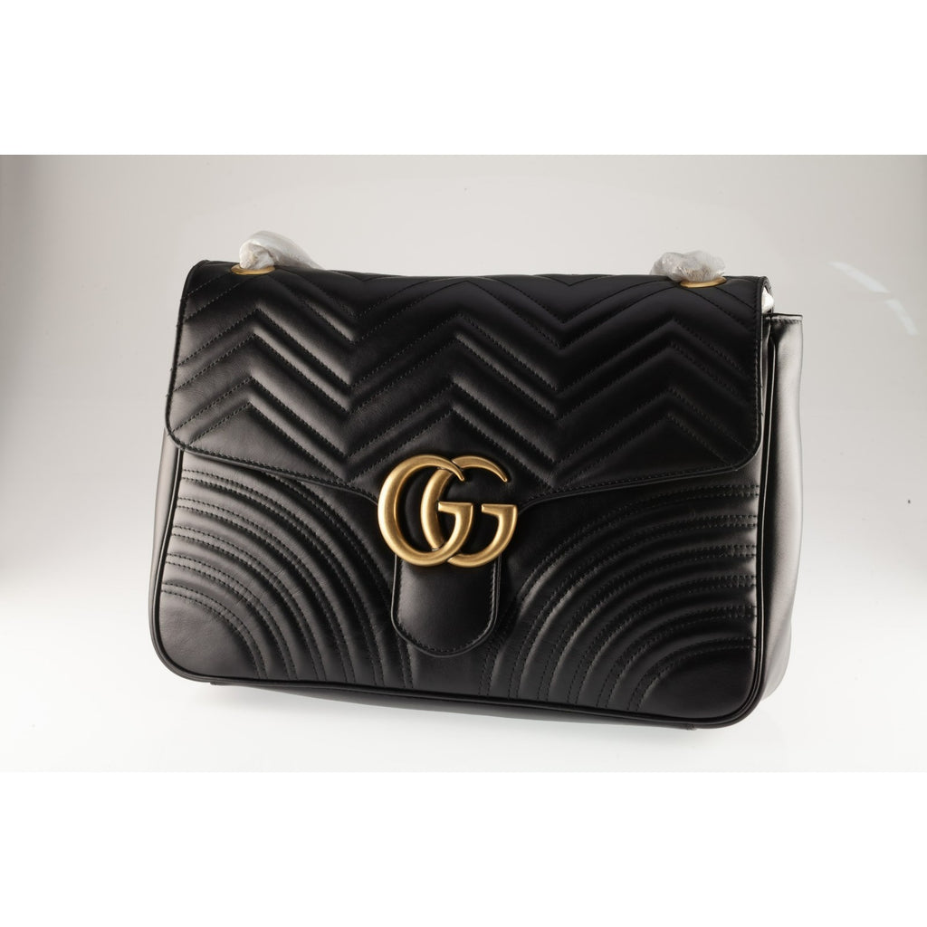 Gucci Large GG Marmont Matelasse Black Leather Shoulder Bag Box Dustbag