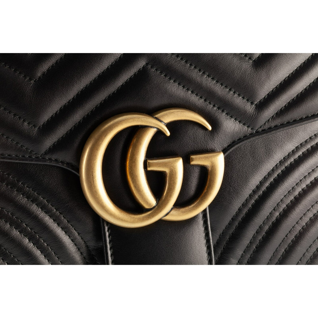 Gucci Large GG Marmont Matelasse Black Leather Shoulder Bag Box Dustbag