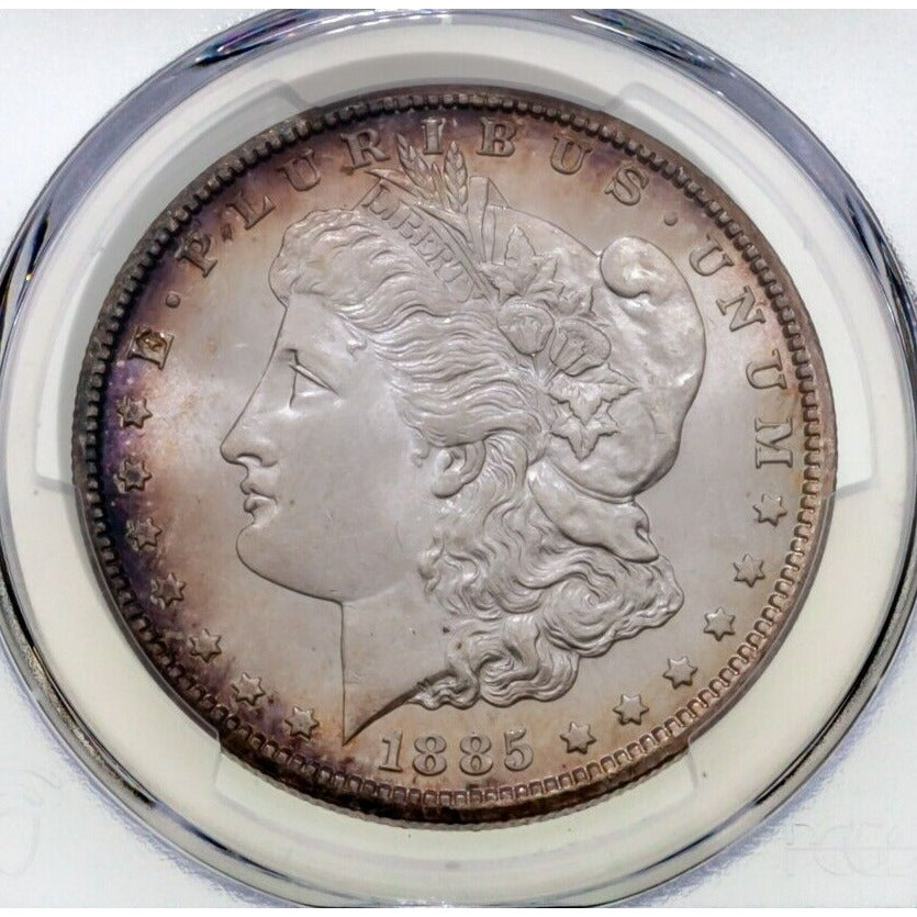 1885-CC $1 Silver Morgan Dollar Graded by PCGS as MS-64! Nice Rim Toning