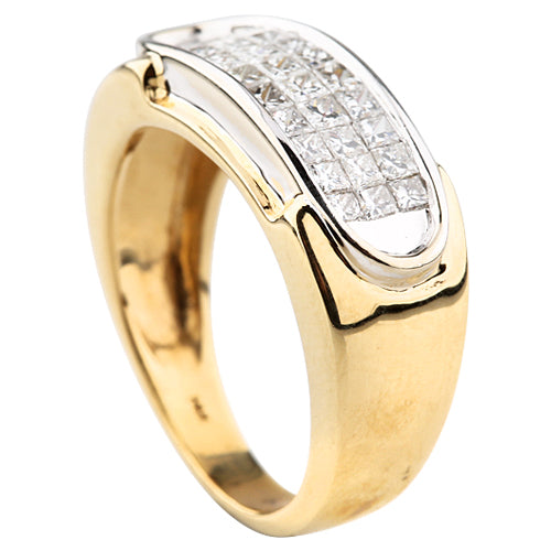 14k Yellow Gold Diamond Plaque Ring TDW = 2.50 Ct Size 7