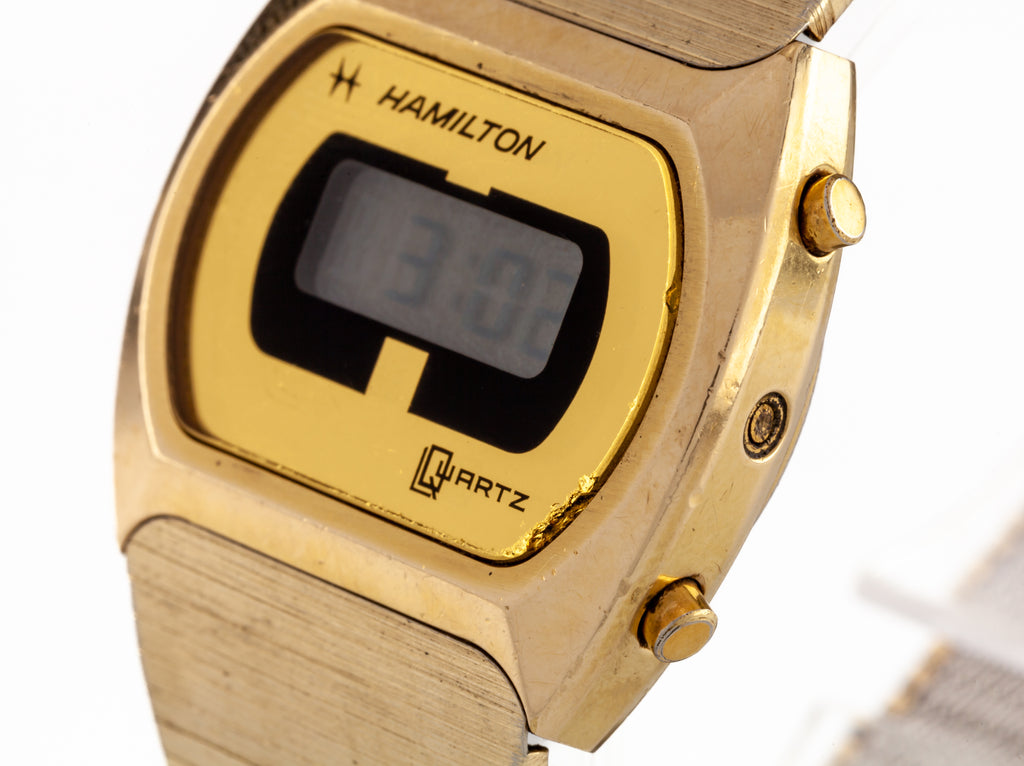 Vintage Hamilton Quartz LCD Watch 14K Electroplated 880002-4