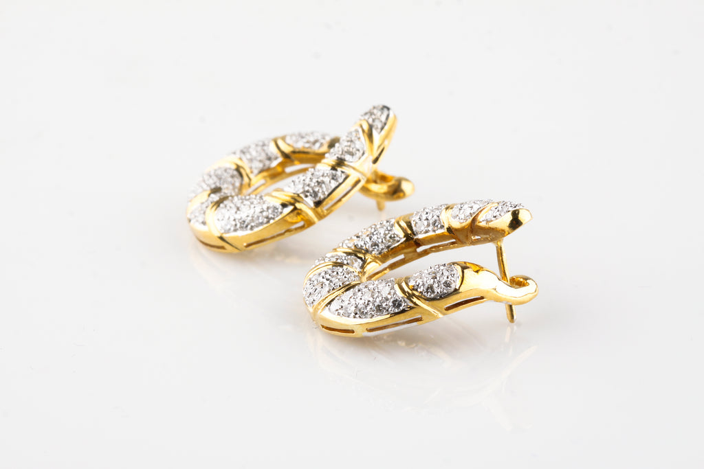 Beautiful 14k Two-Tone Gold Loop Diamond Earrings TDW = 2.0 Cts VS / F-G