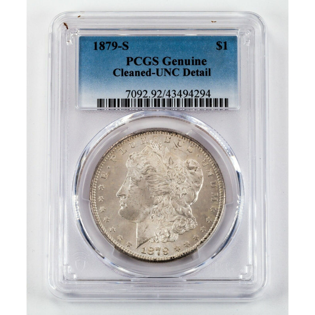 1879-S $1 Silver Morgan Dollar Graded by PCGS as UNC Detail - Cleaned