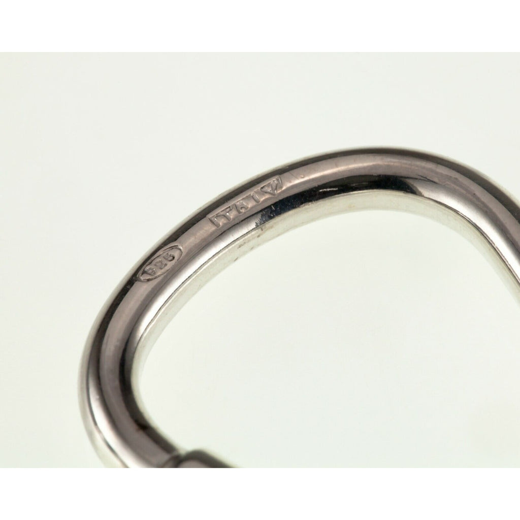 Sterling Silver Enamel Inlay Dangle Heart Key Chain 90 mm Long