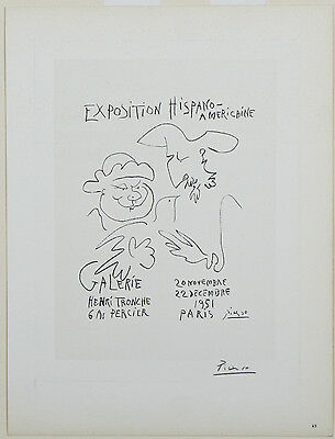 "Exposition Hispano-Americaine" by Picasso Signed Lithograph 10"x7"