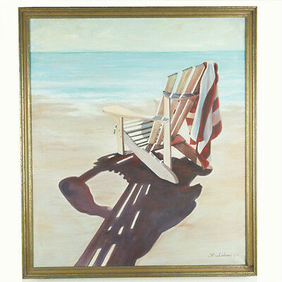 Untitled (Beach Chair) By Anthony Sidoni 1991 Signed Oil on Canvas 32"x28"