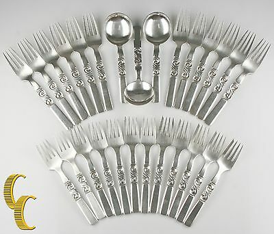 Scroll By Georg Jensen (Denmark) 27 pcs of Sterling Silver Flatware