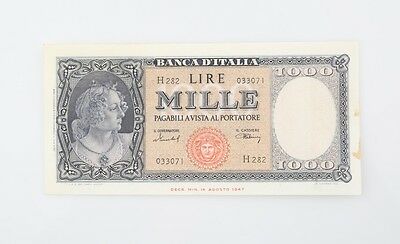 1949 Italy 1000 Lire Note Almost Uncirculated Banca d'Italia AU Italian P#88b