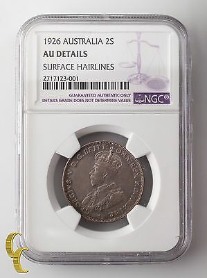 1926 Australia Florin, 2 Shillings Graded AU DETAILS By NGC, KM# 27