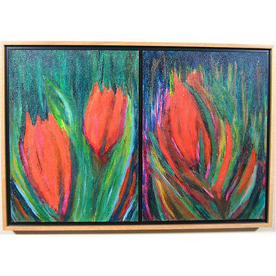 "New York Garden" By Susan Soffer Cohn Diptych Framed Mixed Media Painting