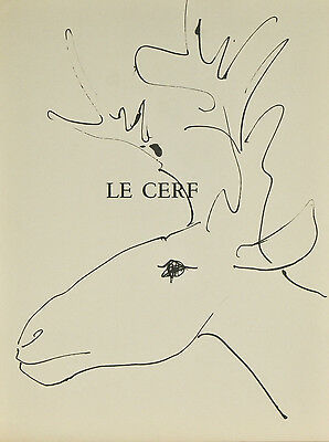 "Le Cerf" By Pablo Picasso Lithograph from Buffon Book 14 3/4"x11"
