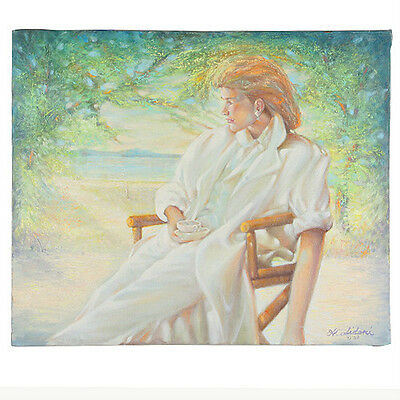 Untitled (Woman in White Suit) By Anthony Sidoni 1987 Signed Oil on Canvas