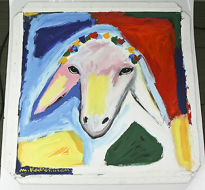 "UNTITLED #3" (Sheep) By Menashe Kadishman Signed Original Oil on Canvas 24"x24"