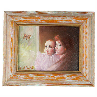 "Baby's Awe" By Anthony Sidoni 1996 Signed Oil on Canvas 9 1/2"x11 1/2"
