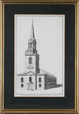 Engraving of Church Islington by Benjamin Cole 1750 21.5" x 14.5" Great Shape!