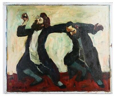 "Dancing to Celebrate" by Adolf Adler Signed Oil on Canvas 20" x 24" w/ CoA