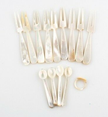 Lot of 14 Mother-of-Pearl Cocktail Hors d'oeuvres Utensils! Amazing Unique Set!