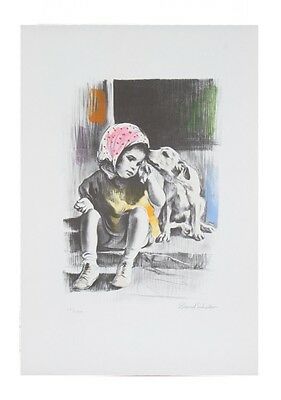 "Me and My Puppy" by David Shalev Hand-Colored Lithograph on Paper LE of 200 CoA