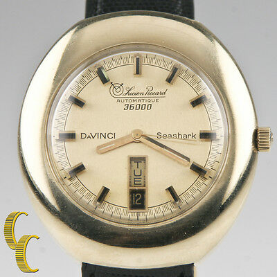 Lucien Piccard 14k Yellow Gold Automatique 36000 Da Vinci Men's Watch Day/Date