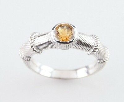 Judith Ripka Sterling Silver Citrine Cable Stacking Ring Sz 10 Great Condition!